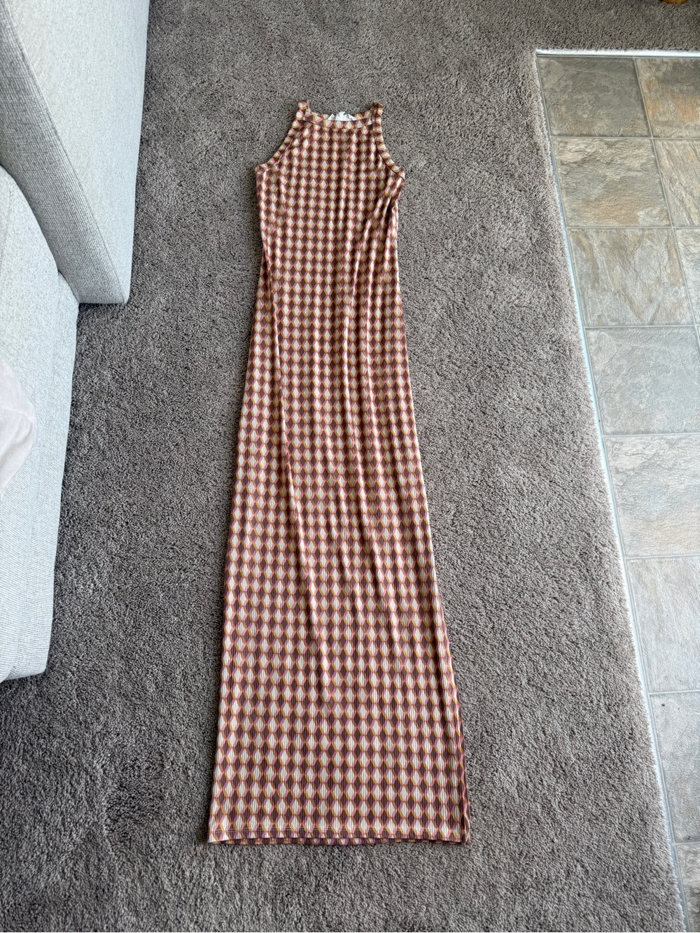 Hippie Rose Brown & Cream Geometric Maxi Dress